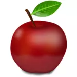 פוטוריאליסטית תפוח אדום עם האיור וקטורית עלה ירוק